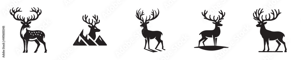 Obraz premium cute deer silhouette vector set