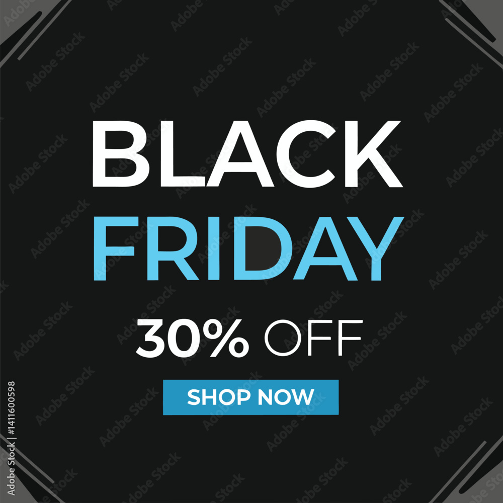 Fototapeta premium Black Friday typography banner. Black Friday modern linear typography text illustration isolated on black background. Design template for Black Friday sale banner.