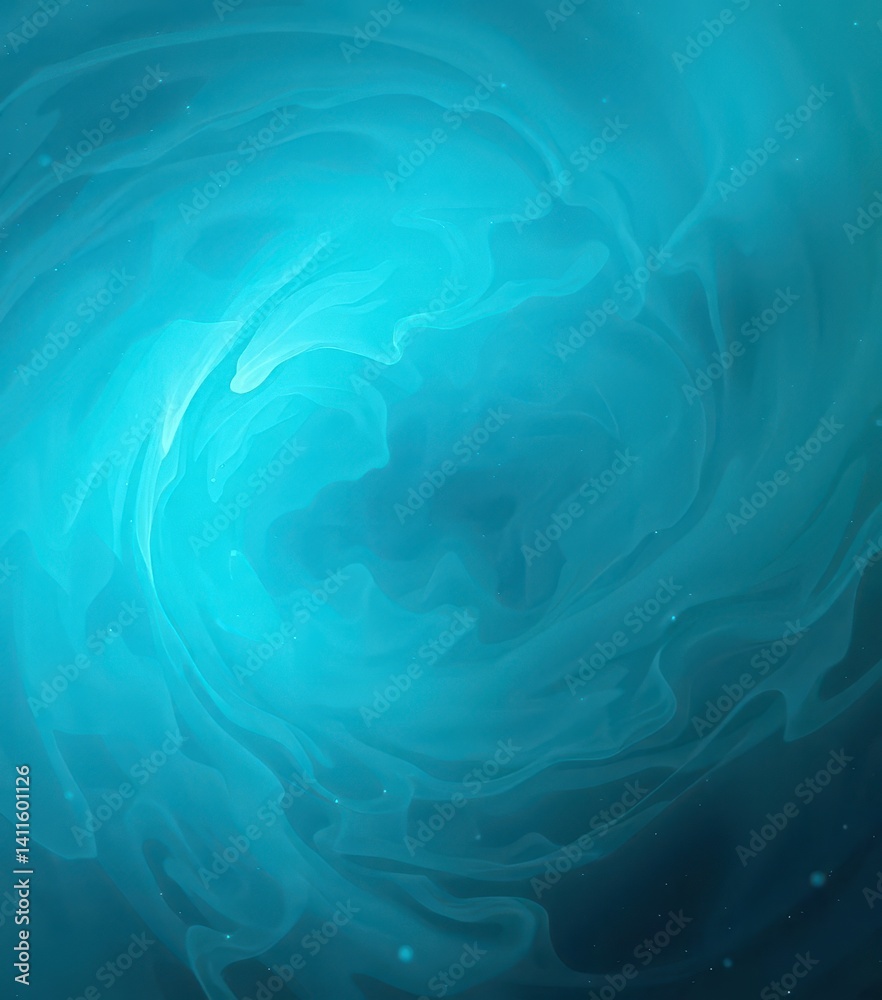 Obraz premium Abstract swirling blue-green nebula texture, ethereal and calming, pastel, galaxy, ocean