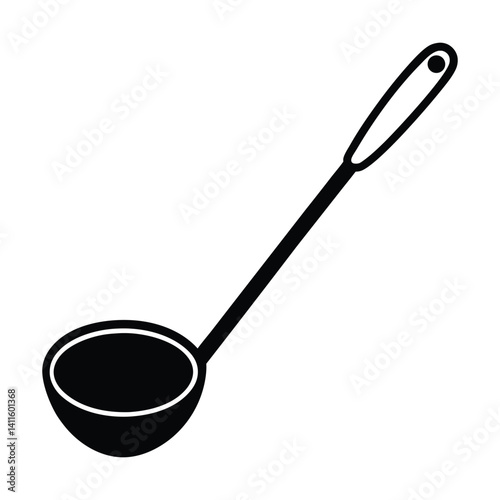 ladle icon line art on white background.