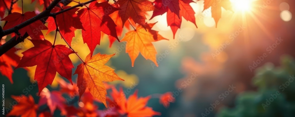Vibrant fall foliage, red, orange, yellow leaves , woodland, park Vibrant fall foliage, red, orange, yellow leaves , woodland, park