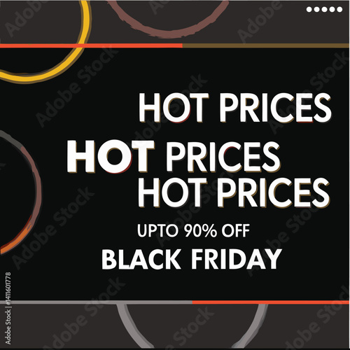 Black Friday typography banner. Black Friday modern linear typography text illustration isolated on black background. Design template for Black Friday sale banner.