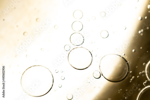 The surface of the cosmetic product has bubbles. blurred background. soft focus