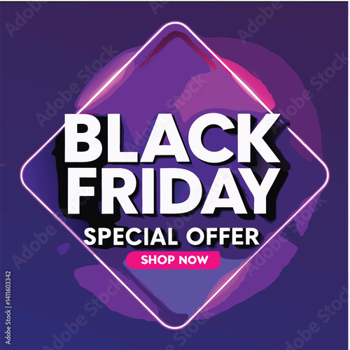 Black Friday typography banner. Black Friday modern linear typography text illustration isolated on black background. Design template for Black Friday sale banner.