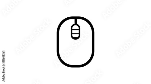 Mouse scroll animation on white background, moving mouse scroll up