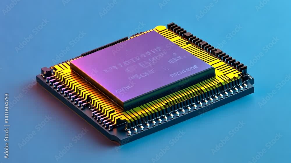Microprocessor Render, High Tech Computer Component, Silicon Processor Unit