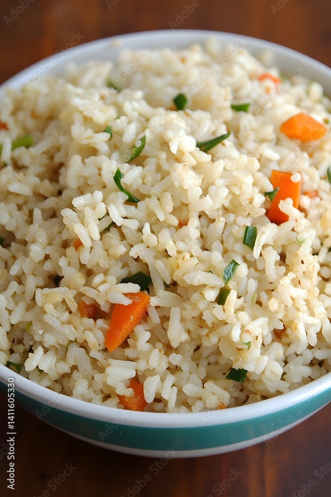 Delicious Fried Rice Bowl with Carrots and Green Onions Delicious Fried Rice Bowl with Carrots and Green Onions