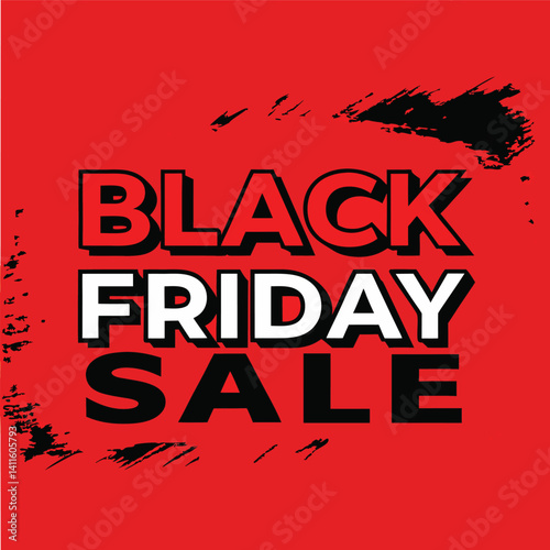 Black Friday typography banner. Black Friday modern linear typography text illustration isolated on black background. Design template for Black Friday sale banner.