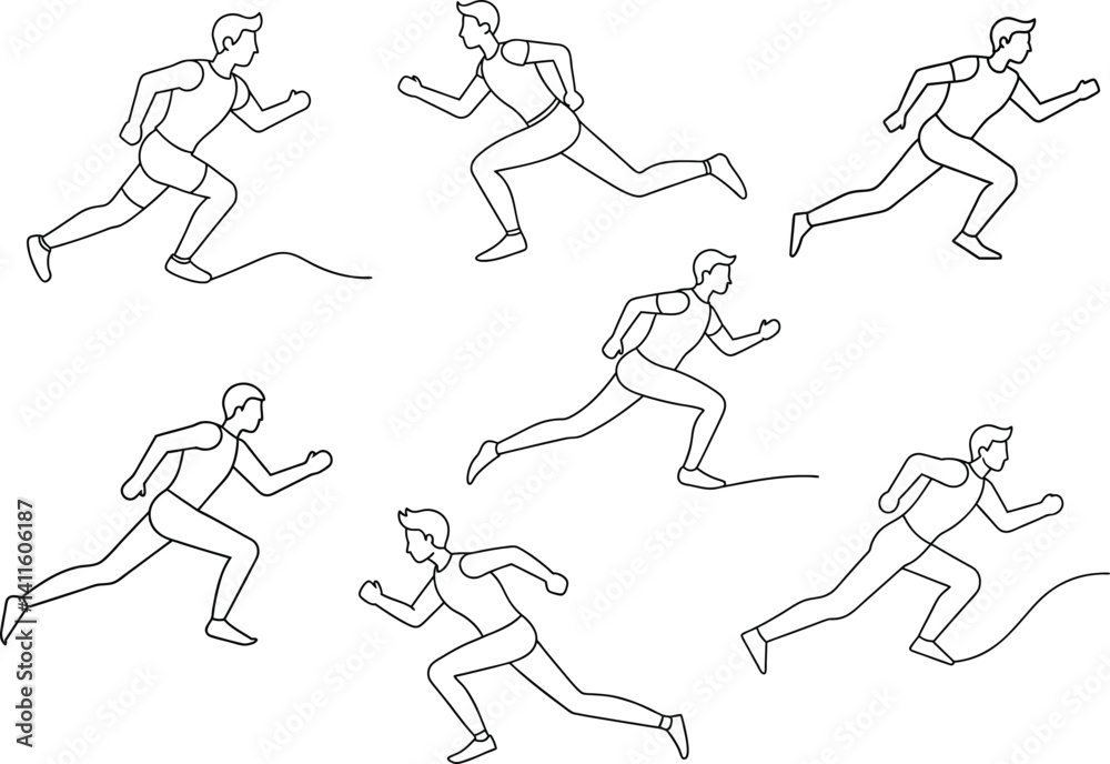 Fototapeta premium Runners in Action A Collection of Sports Illustrations