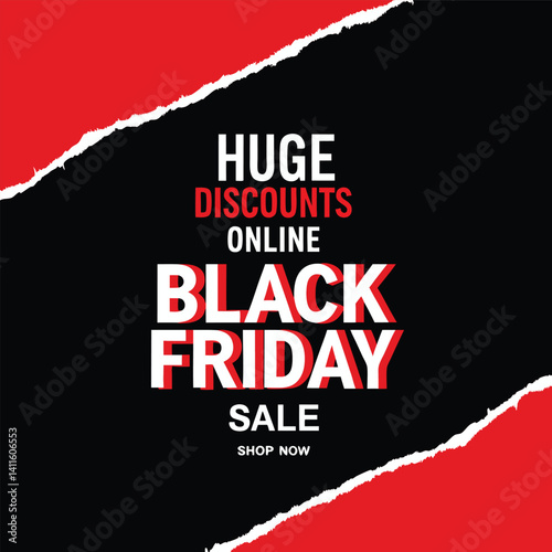 Black Friday typography banner. Black Friday modern linear typography text illustration isolated on black background. Design template for Black Friday sale banner.