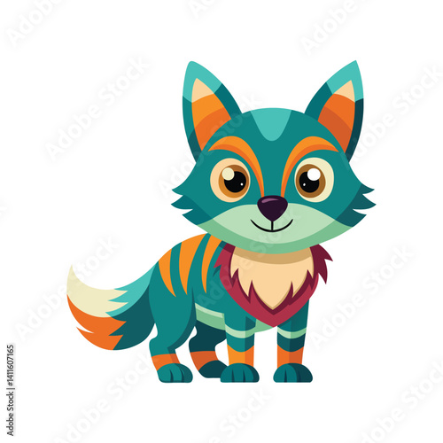 cute vector comic cartoon animal. Cool colorful Jackal. on white background