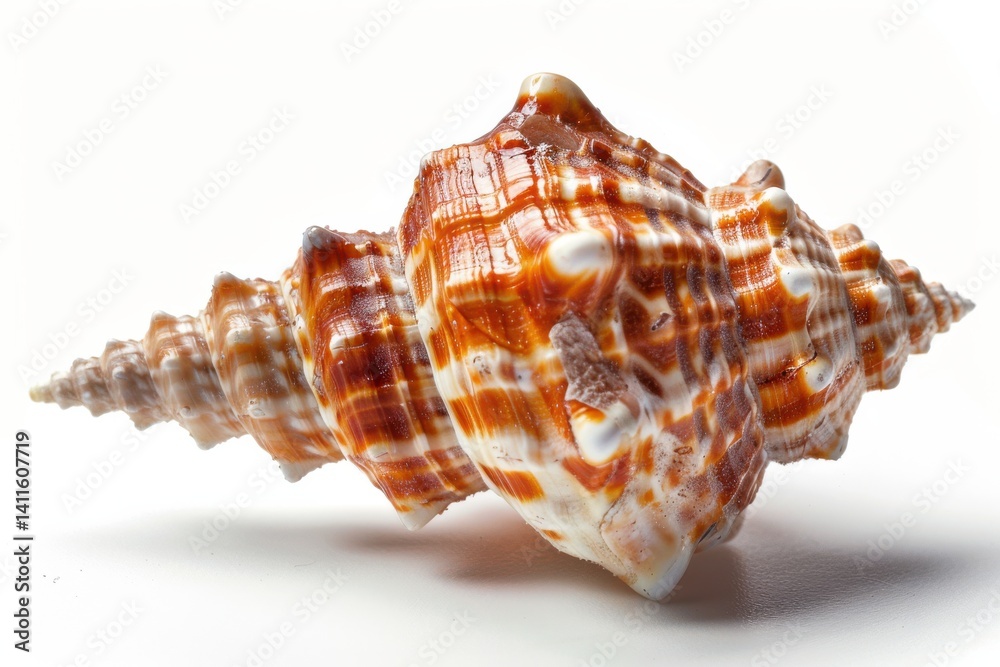 Obraz premium Natural beauty of a spiral seashell captured with intricate patterns and vivid colors against a clean white background isolated on transparent background