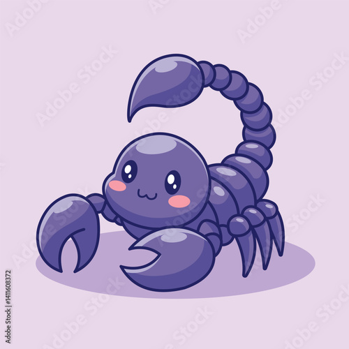 Cute Scorpion Cartoon Vector Icon Illustration. Animal Nature Icon Concept Isolated Premium Vector. Flat Cartoon Style