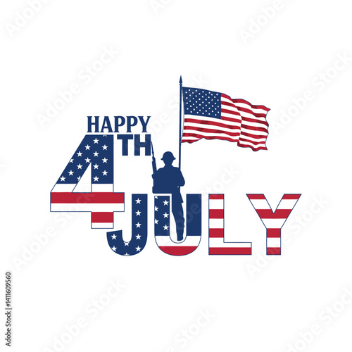 4th of July Independence Day Typography Sublimation Design |,USA Patriotic Text Art for T-Shirts, Mugs & Crafts photo