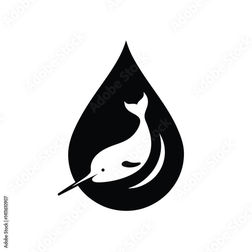 Narwhal in a Water Drop A Symbol of Ocean Conservation