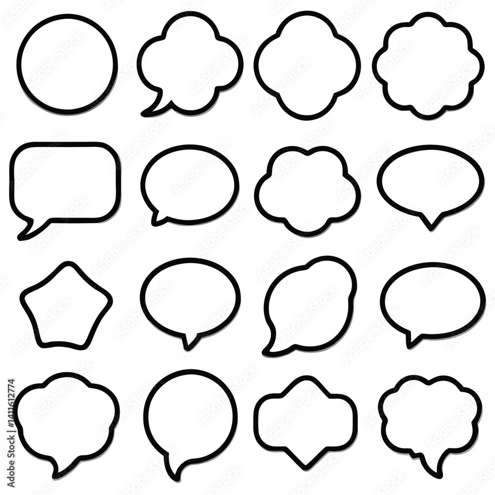 Fototapeta premium Collection of Black Outline Speech Bubbles (1)