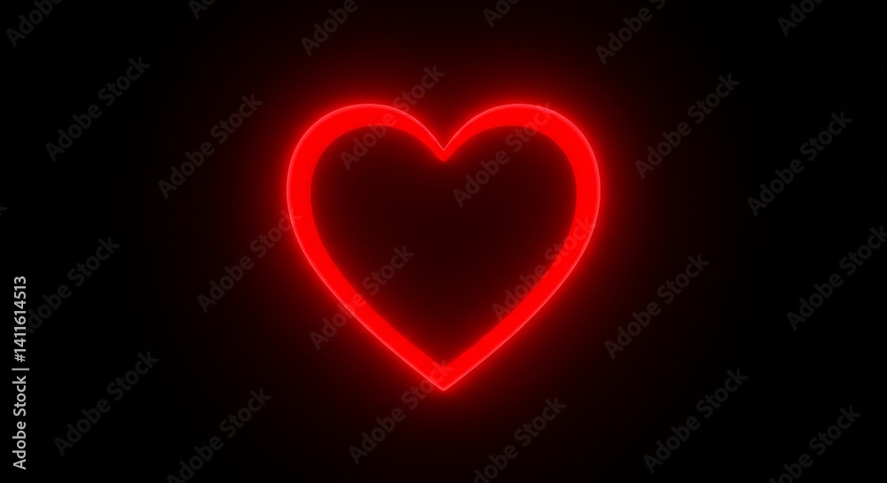 Red Heart Neon Glow on Black - A vibrant red heart shape, glowing brightly against a stark black background. Symbolizing love, passion, romance, affection, and hope Red Heart Neon Glow on Black - A vibrant red heart shape, glowing brightly against a stark black background. Symbolizing love, passion, romance, affection, and hope