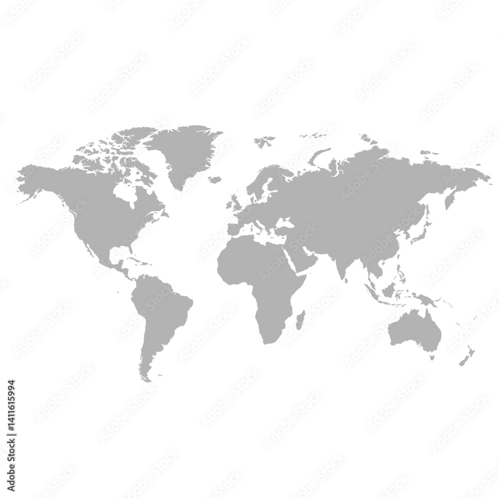 Flat Grey World Map Vector – Global Geography Illustration Flat Grey World Map Vector – Global Geography Illustration