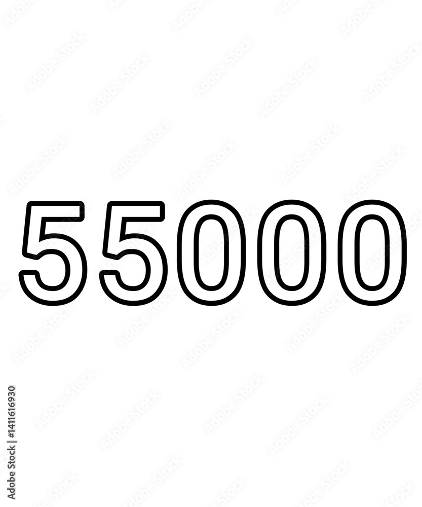Black and white color numbers 55000 Black and white color numbers 55000