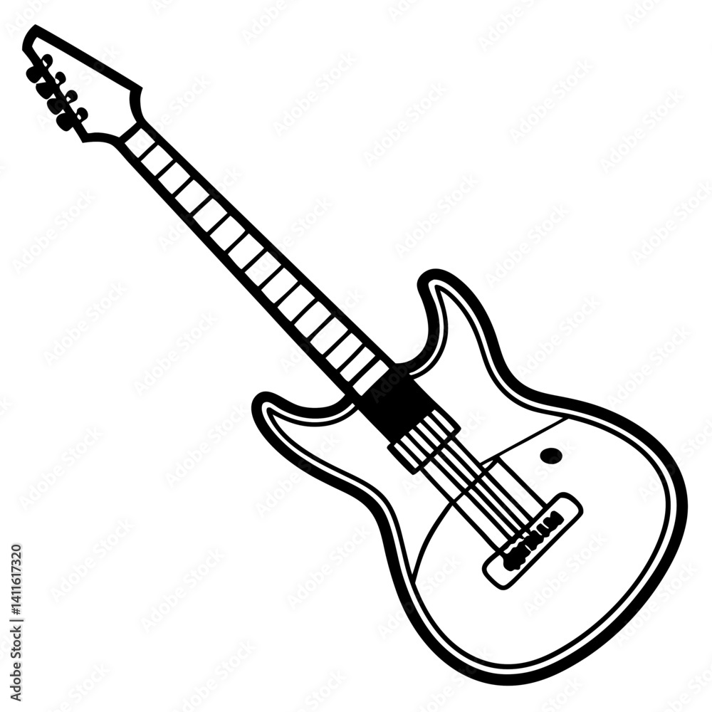 Fototapeta premium Vector silhouette of an electric guitar with a classic body shape