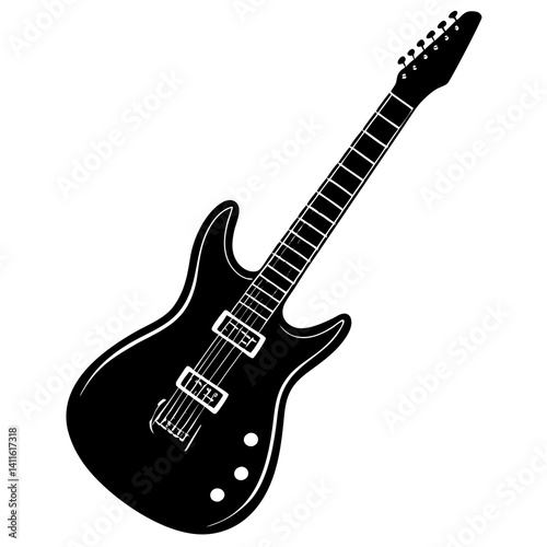 Vector silhouette of an electric guitar with a classic body shape