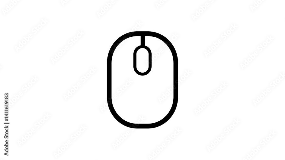 Mouse click animation on white background, pressing left mouse click, click mouse animation