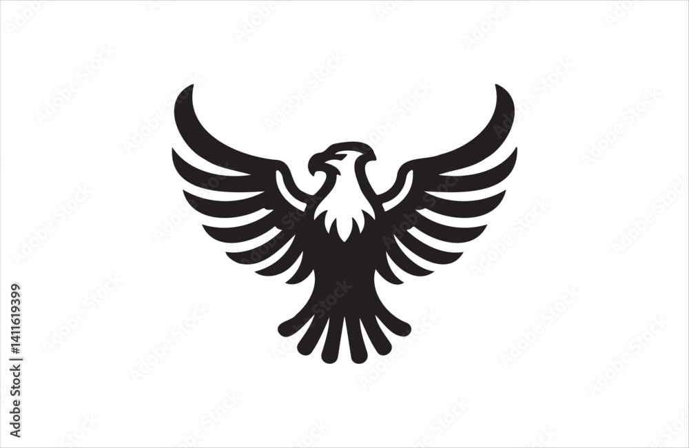 Obraz premium Design a eagle icon of black silhouette vector illustration on white background