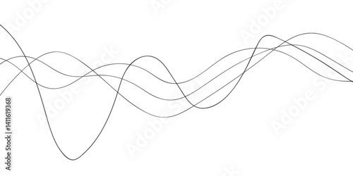 Abstract wavy black and white curved lines. 