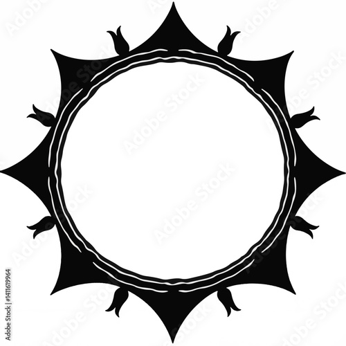 Elegant black and white decorative star frame silhouette, artistic design