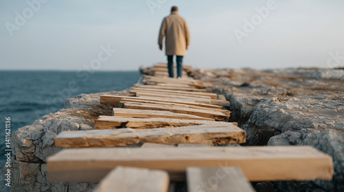 Solitary Journey: A figure ...
