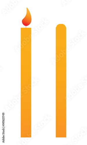 Collection of Yellow Candles in Various States, Burning and Unlit.