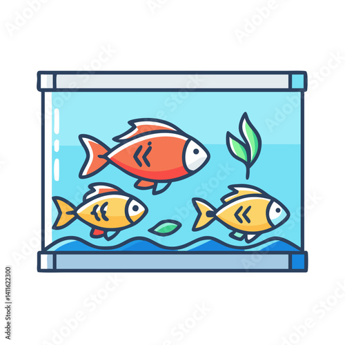 A Colorful Fish Tank with Three Fish and Aquatic Plants