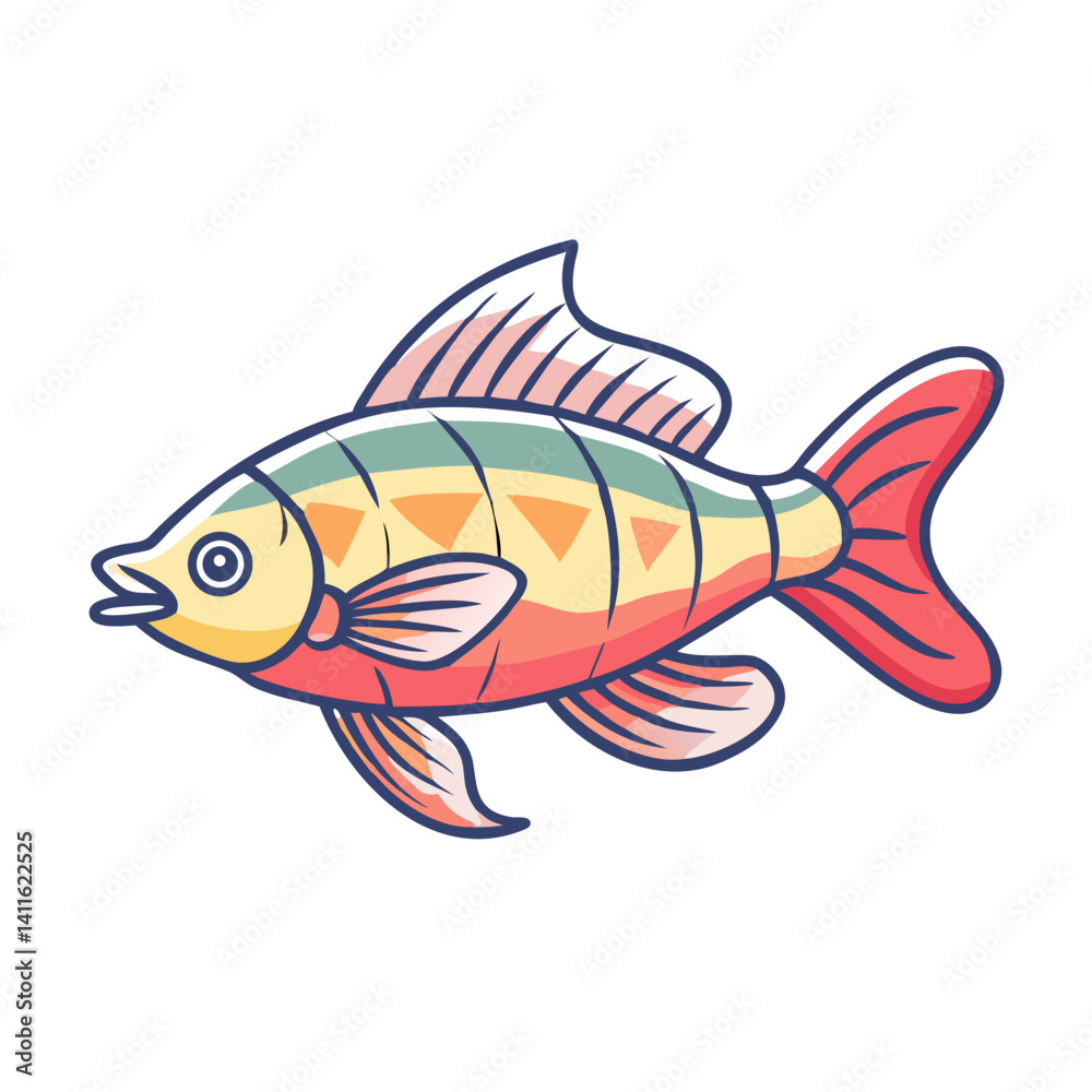 Fototapeta premium Vibrant Colorful Cartoon Fish Illustration Aquatic Life Design