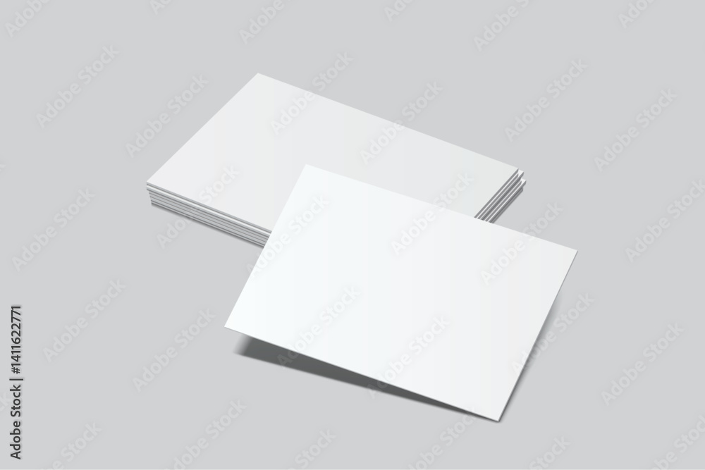 Vector Modern Blank rectangle business card or credit card mockup on the stack. Realistic template design for presentation branding identity, corporate, ads, personal, stationery, sheet, label, banner