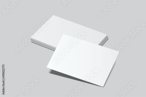 Vector Modern Blank rectangle business card or credit card mockup on the stack. Realistic template design for presentation branding identity, corporate, ads, personal, stationery, sheet, label, banner