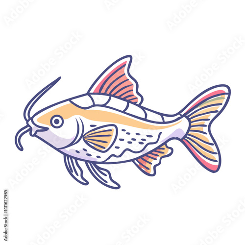Illustration of a Colorful Corydoras Catfish with Unique Features
