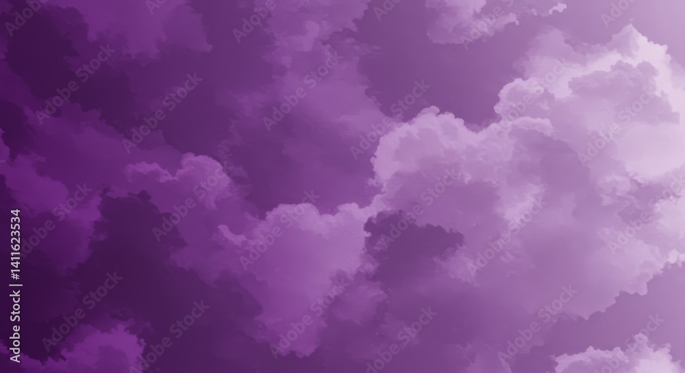 Purple Cloudy Sky Background - Dreamy purple sky filled with fluffy clouds, perfect for backgrounds or design projects. Soft, ethereal feel