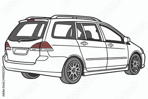 White Station Wagon Car Illustration For Transportation And Automotive Design Projects