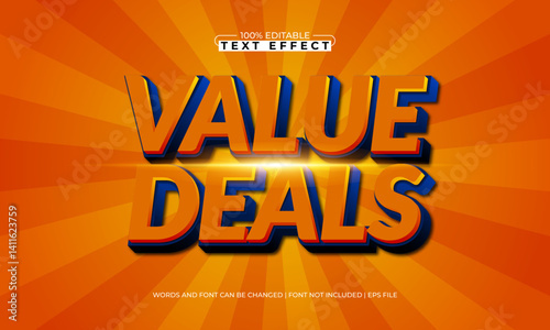 value deals editable text effect with a offer and discount text style