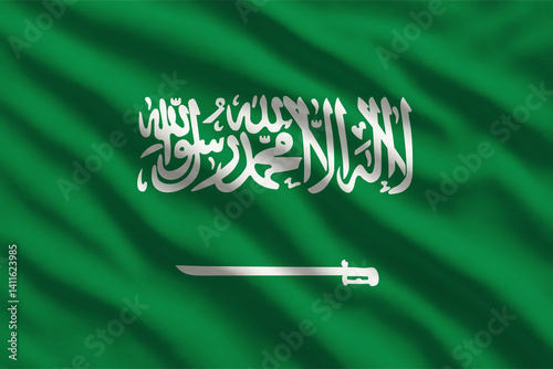 Tableau sur toile Waving flag of Saudi Arabia, Saudi Arabian flag blowing in the wind, full frame