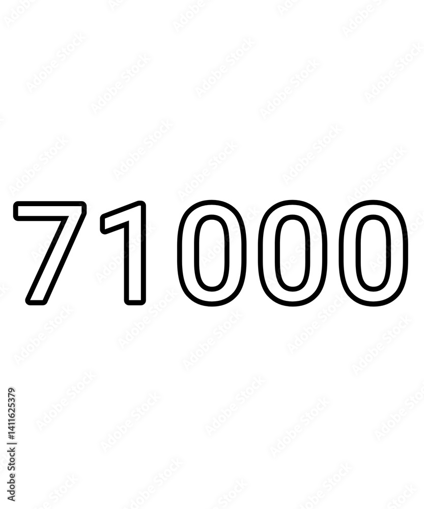Black and white color numbers 71000 Black and white color numbers 71000