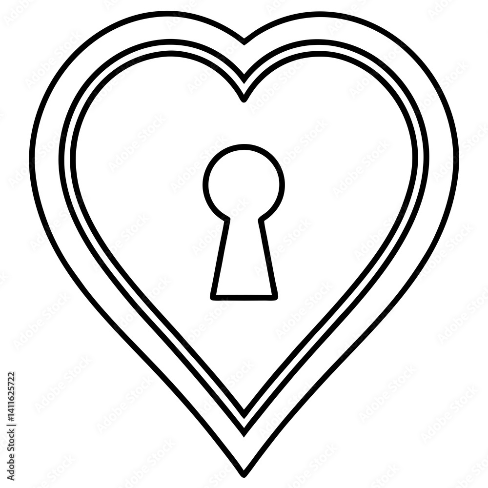 Line Art Love Keyhole Symbol Design Line Art Love Keyhole Symbol Design