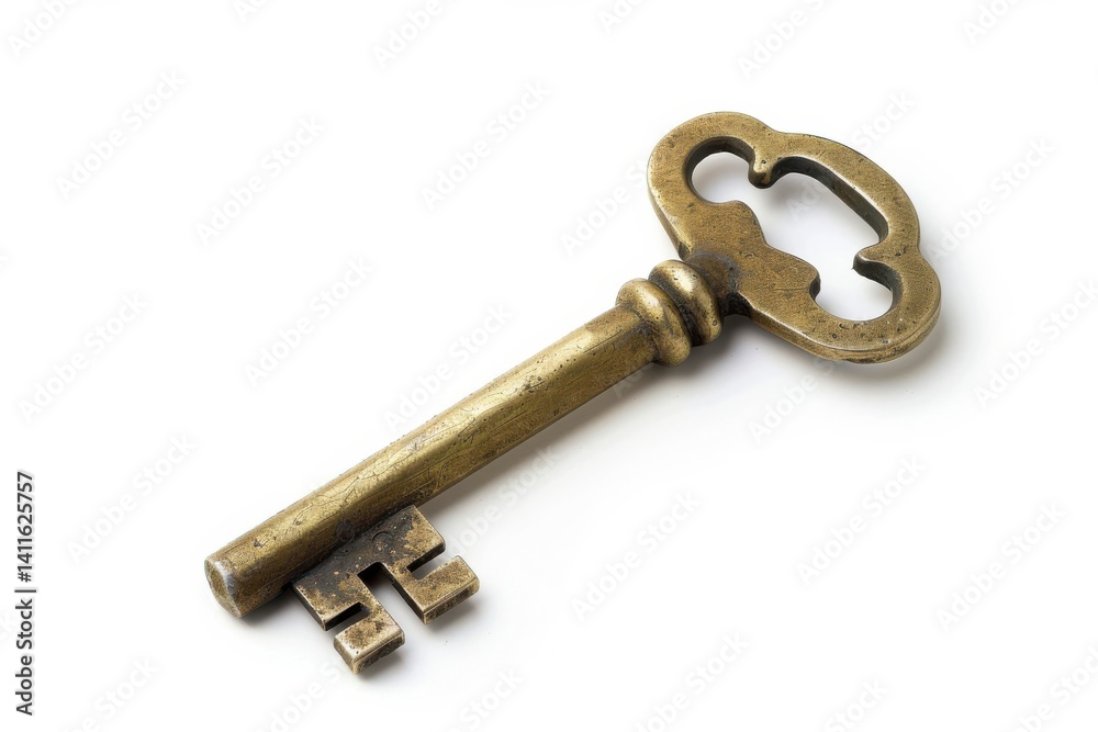 An antique brass key intricately crafted, resting on a smooth surface reminiscent of stories untold and doors yet to be unlocked isolated on transparent background An antique brass key intricately crafted, resting on a smooth surface reminiscent of stories untold and doors yet to be unlocked isolated on transparent background