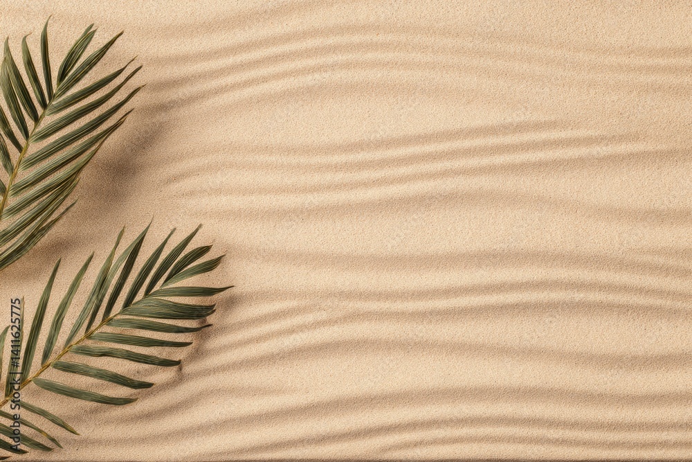 Beige sand with palm leaves (1)