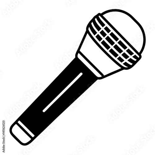 Vector silhouette of a handheld microphone, simple and sleek with a clean design