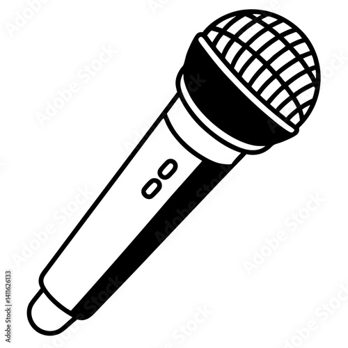 Vector silhouette of a handheld microphone, simple and sleek with a clean design