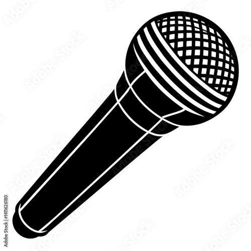 Vector silhouette of a handheld microphone, simple and sleek with a clean design
