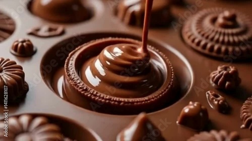 Chocolate being molded into unique shapes