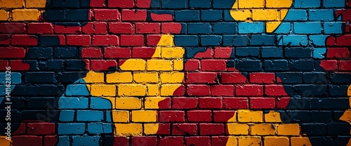 Colorful Brick Wall Graffiti Art Texture.