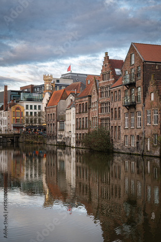 Scenic Ghent Canals with People Strolling Around